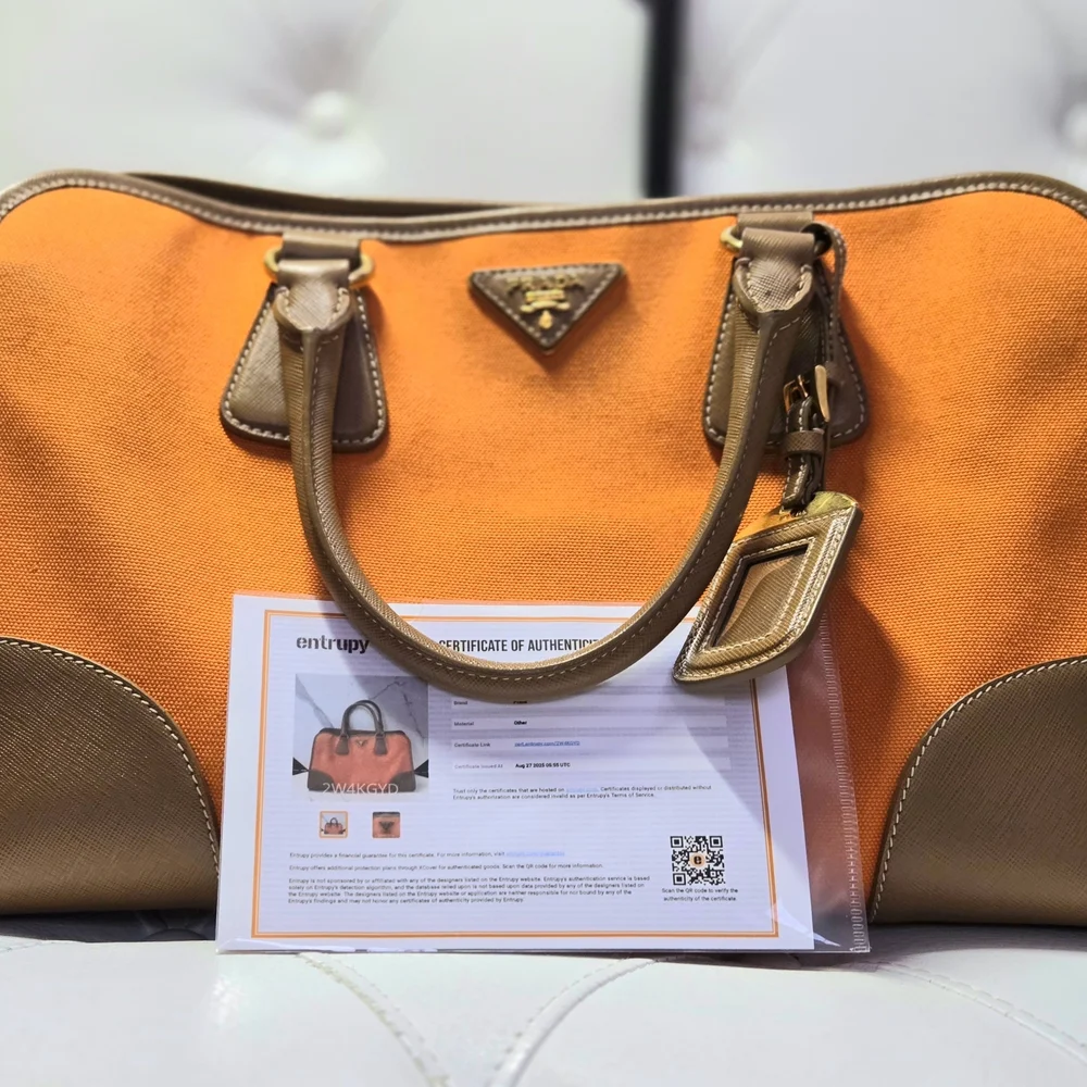 Prada Orange and Tan Women's Bag - Picture 11 of 11